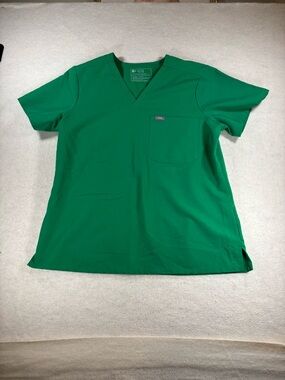 Figs Catarina One Pocket Scrub Top Kelly Green Size L
